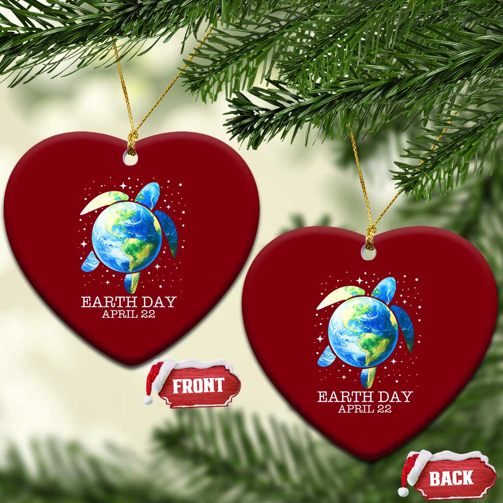 Earth Day Sea Turtle Ceramic Ornament Restore Earth Save The Planet - Wonder Print Shop