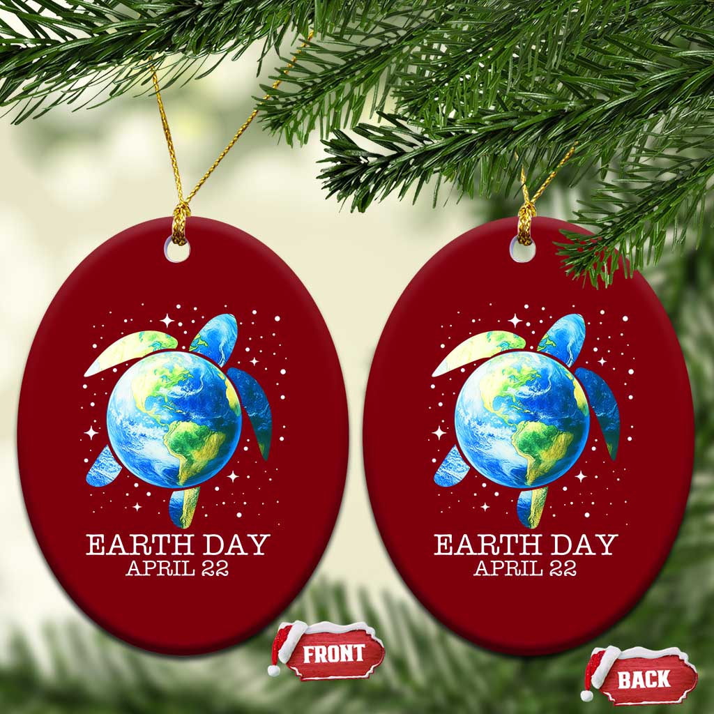 Earth Day Sea Turtle Ceramic Ornament Restore Earth Save The Planet - Wonder Print Shop