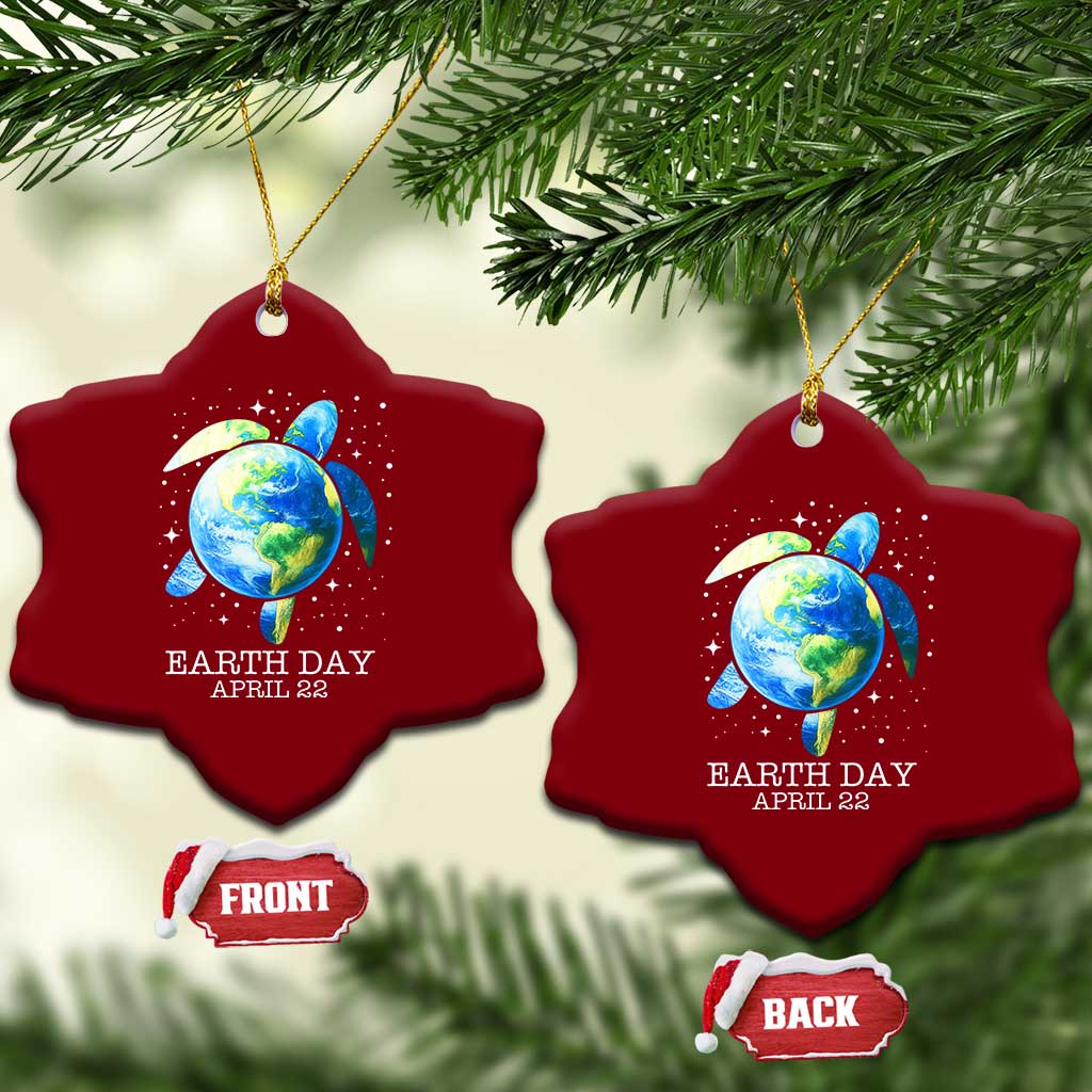 Earth Day Sea Turtle Ceramic Ornament Restore Earth Save The Planet - Wonder Print Shop