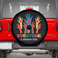 Everyone Is Welcome Here Spare Tire Cover Equality Rainbow Fist Hands