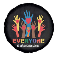 Everyone Is Welcome Here Spare Tire Cover Equality Rainbow Fist Hands