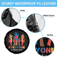 Everyone Is Welcome Here Spare Tire Cover Equality Rainbow Fist Hands