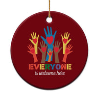 Everyone Is Welcome Here Ceramic Ornament Equality Rainbow Fist Hands - Wonder Print Shop
