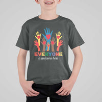 Everyone Is Welcome Here T Shirt For Kid Equality Rainbow Fist Hands