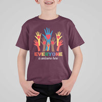 Everyone Is Welcome Here T Shirt For Kid Equality Rainbow Fist Hands