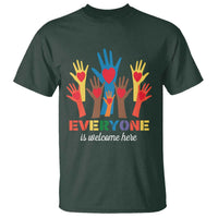 Everyone Is Welcome Here T Shirt Equality Rainbow Fist Hands