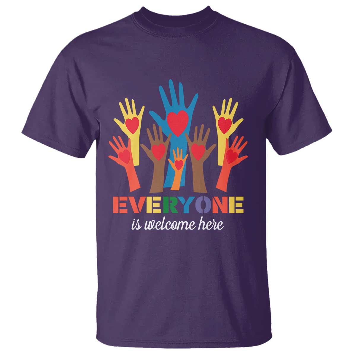 Everyone Is Welcome Here T Shirt Equality Rainbow Fist Hands