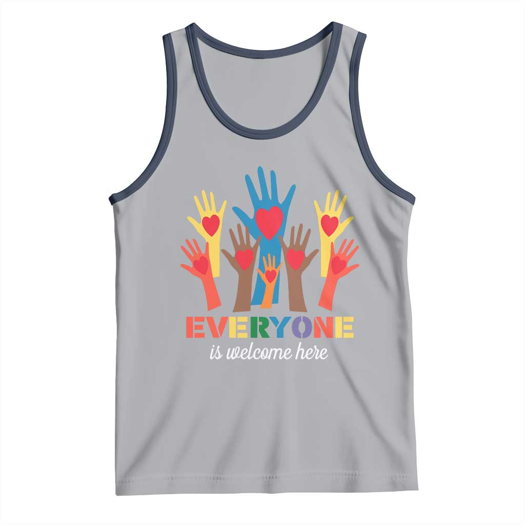 Everyone Is Welcome Here Tank Top Equality Rainbow Fist Hands
