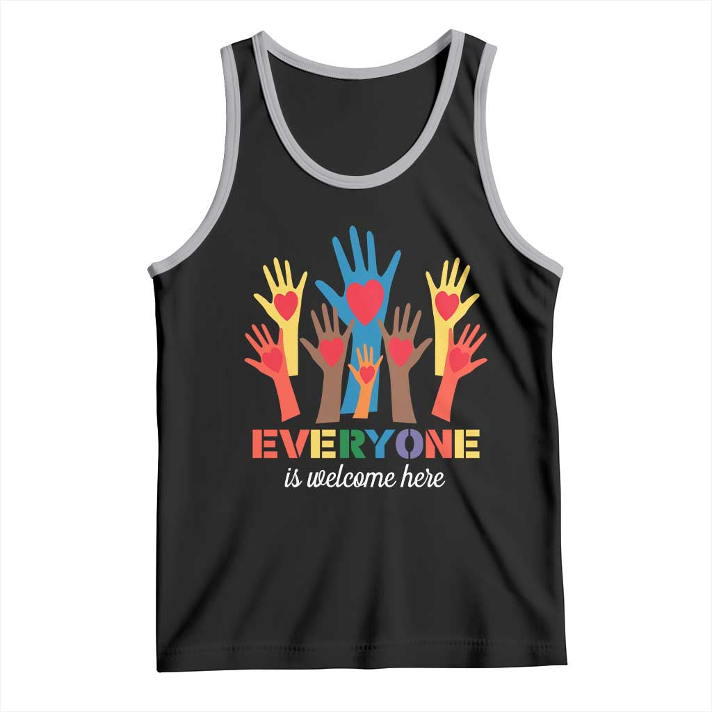 Everyone Is Welcome Here Tank Top Equality Rainbow Fist Hands