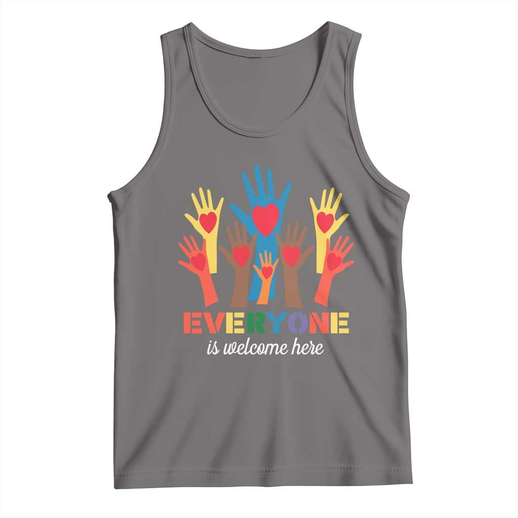 Everyone Is Welcome Here Tank Top Equality Rainbow Fist Hands