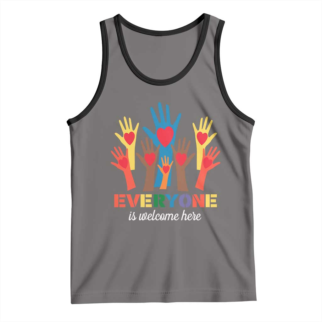 Everyone Is Welcome Here Tank Top Equality Rainbow Fist Hands