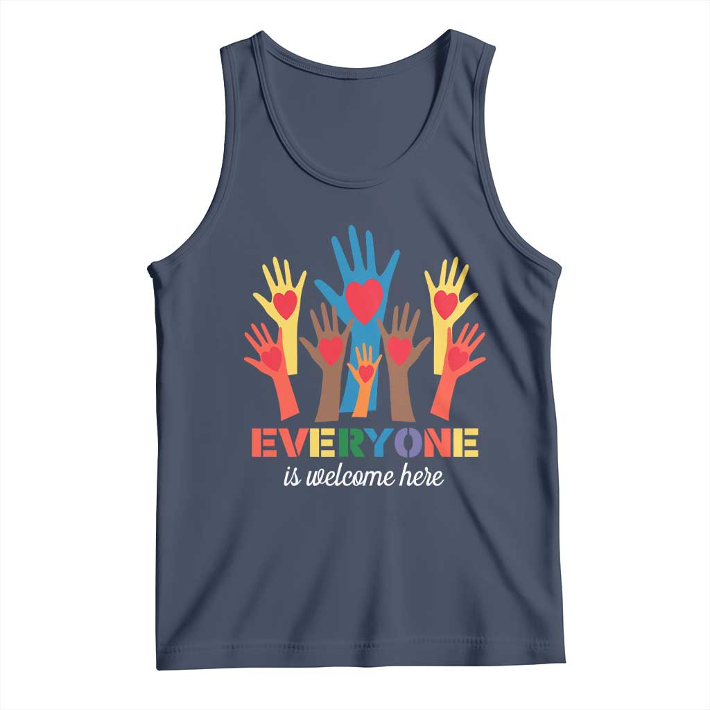 Everyone Is Welcome Here Tank Top Equality Rainbow Fist Hands