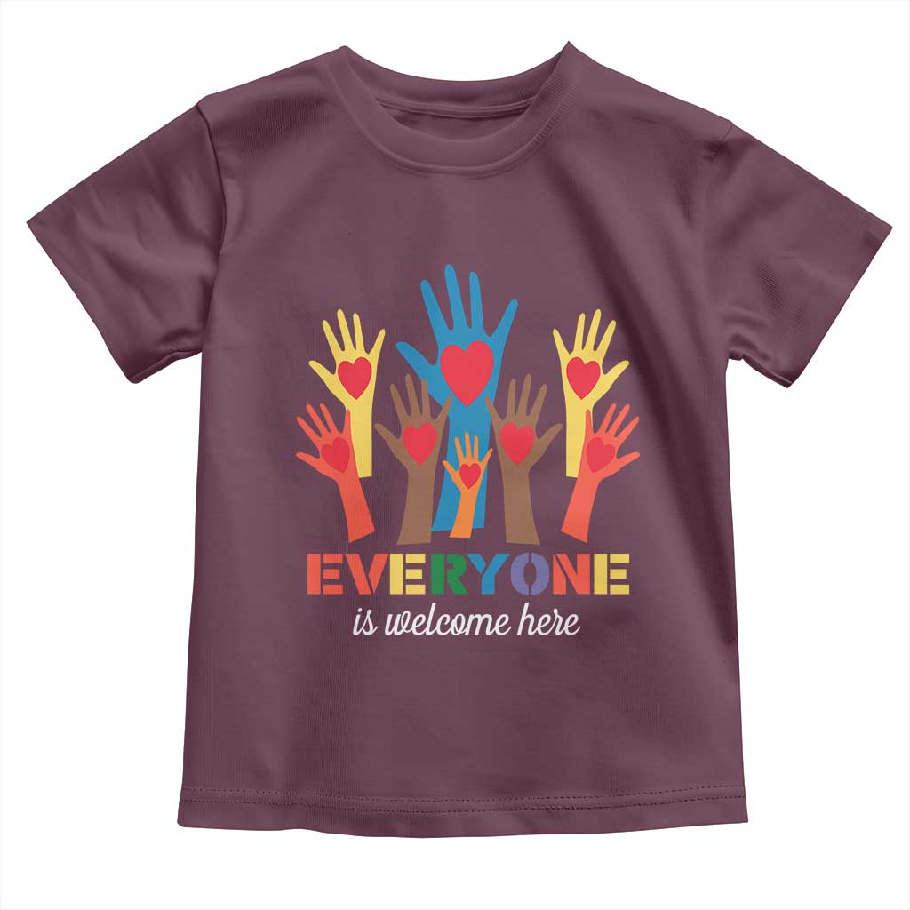 Everyone Is Welcome Here Toddler T Shirt Equality Rainbow Fist Hands