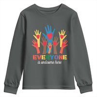 Everyone Is Welcome Here Youth Sweatshirt Equality Rainbow Fist Hands