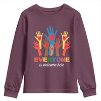 Everyone Is Welcome Here Youth Sweatshirt Equality Rainbow Fist Hands