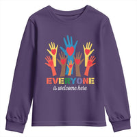 Everyone Is Welcome Here Youth Sweatshirt Equality Rainbow Fist Hands