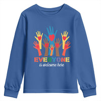 Everyone Is Welcome Here Youth Sweatshirt Equality Rainbow Fist Hands