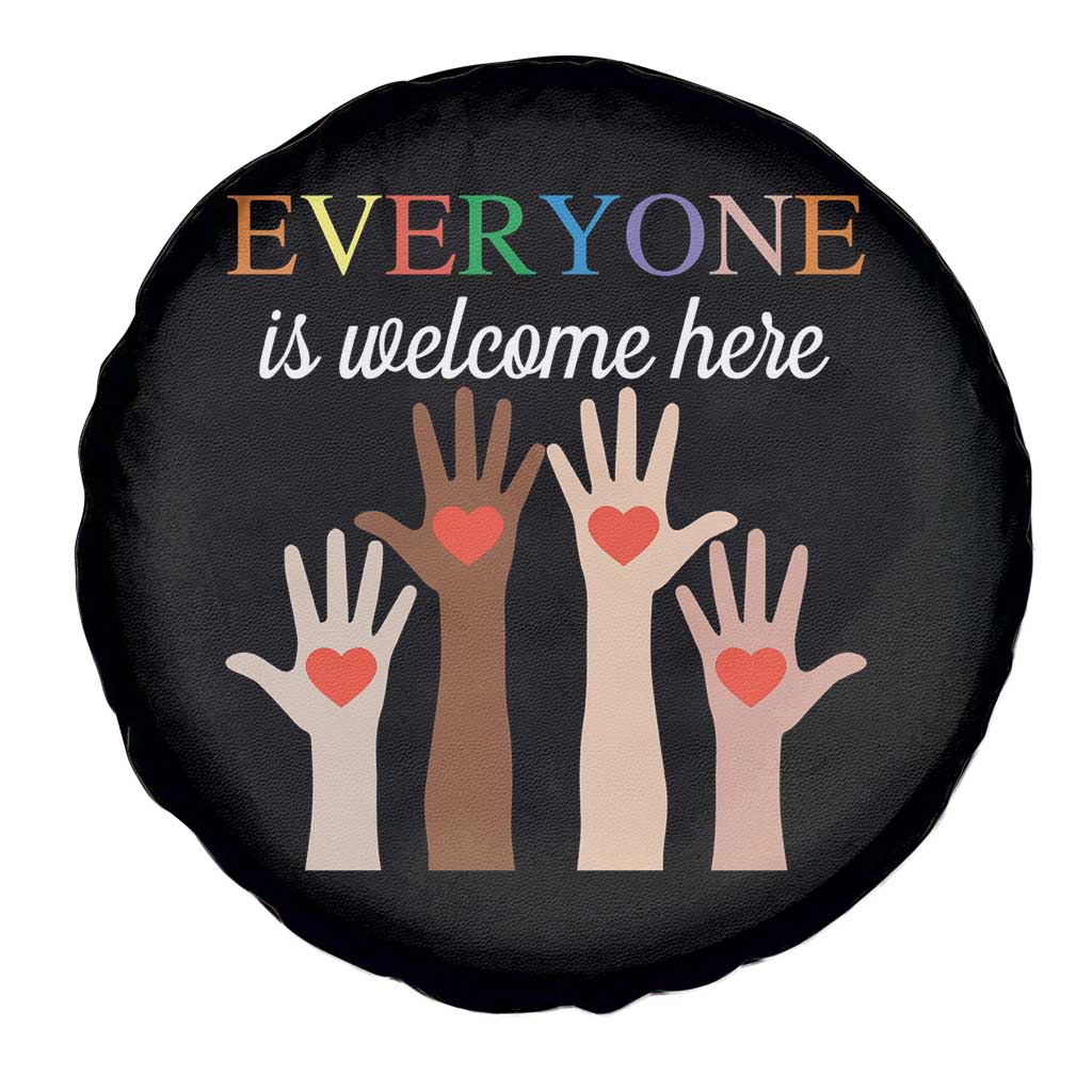 Everyone Is Welcome Here Spare Tire Cover Equality Fist Hands Hearts