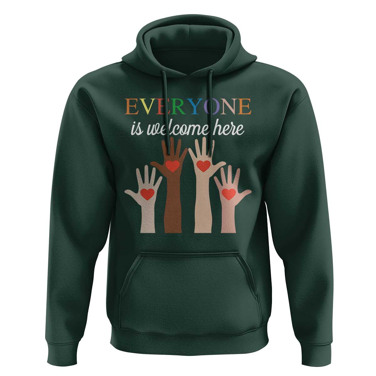 Everyone Is Welcome Here Hoodie Equality Fist Hands Hearts
