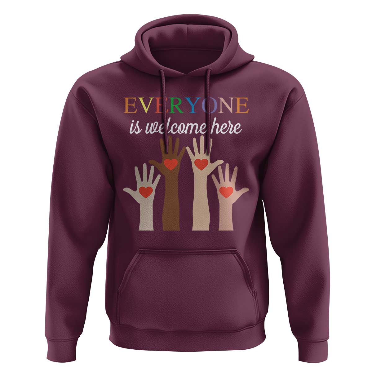 Everyone Is Welcome Here Hoodie Equality Fist Hands Hearts