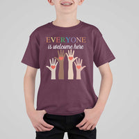 Everyone Is Welcome Here T Shirt For Kid Equality Fist Hands Hearts