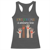 Everyone Is Welcome Here Racerback Tank Top Equality Fist Hands Hearts