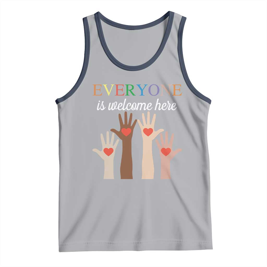 Everyone Is Welcome Here Tank Top Equality Fist Hands Hearts
