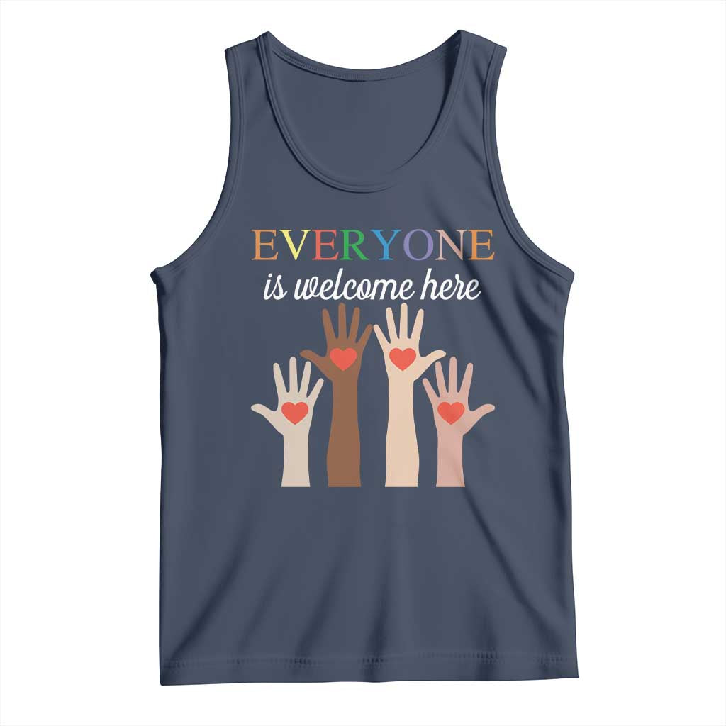 Everyone Is Welcome Here Tank Top Equality Fist Hands Hearts