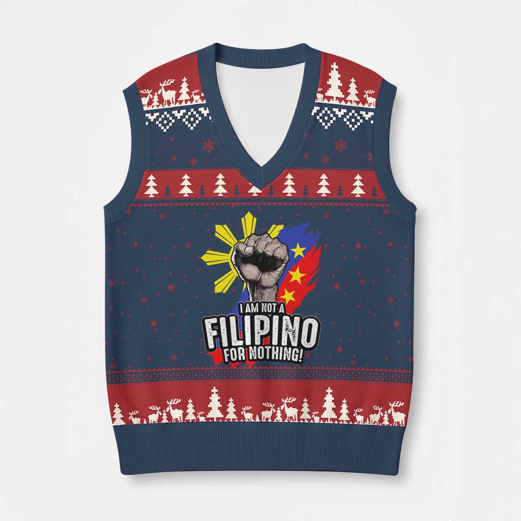 I Am Not Filipino For Nothing V-Neck Knit Sweater Vest Fight Supporter Philippine Flag - Wonder Print Shop