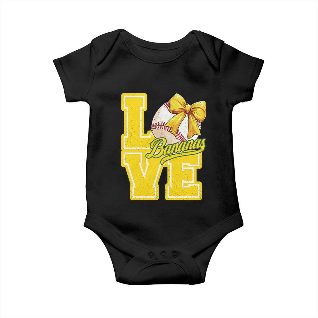 Vintage Banana Coquette Bow Baby Onesie LOVE Baseball Fan Sport Lover
