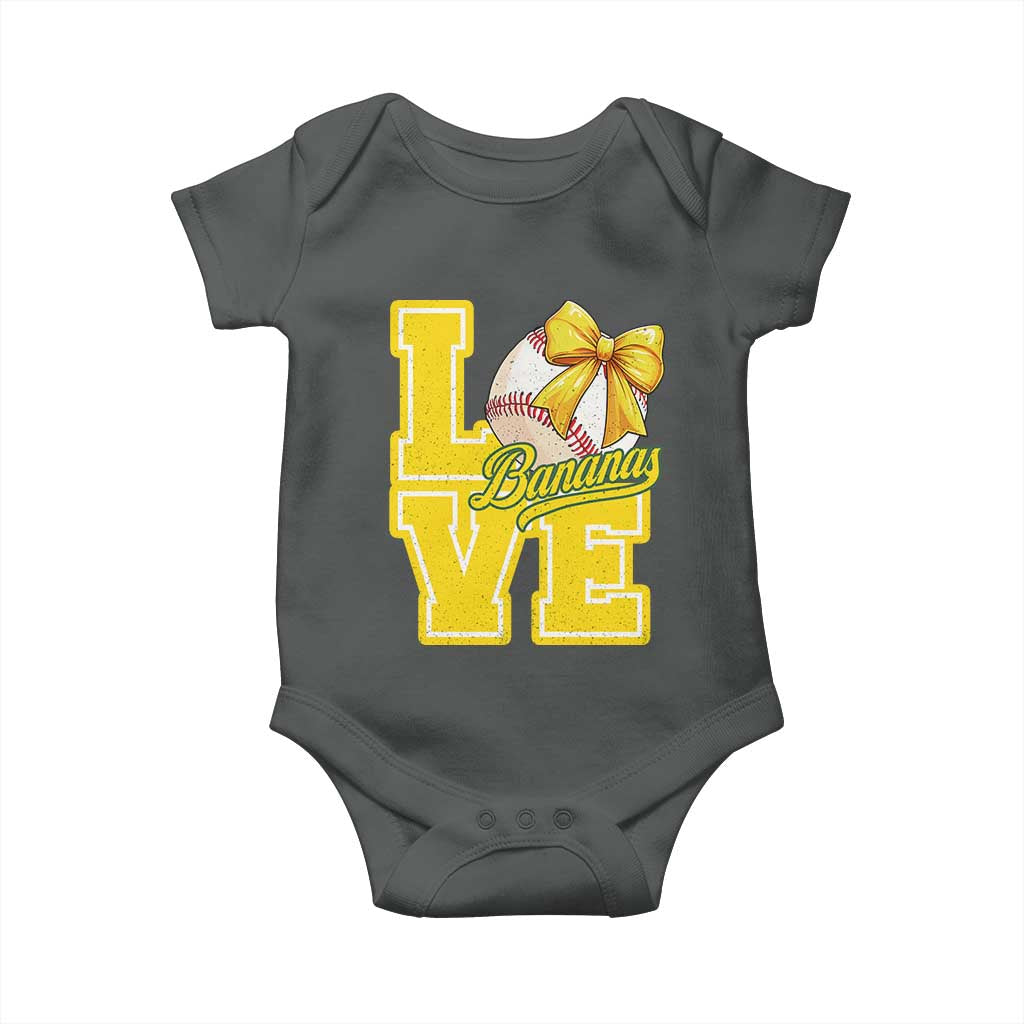 Vintage Banana Coquette Bow Baby Onesie LOVE Baseball Fan Sport Lover