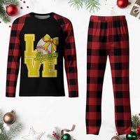 Vintage Banana Coquette Bow Plaid Pajama Set LOVE Baseball Fan Sport Lover - Wonder Print Shop