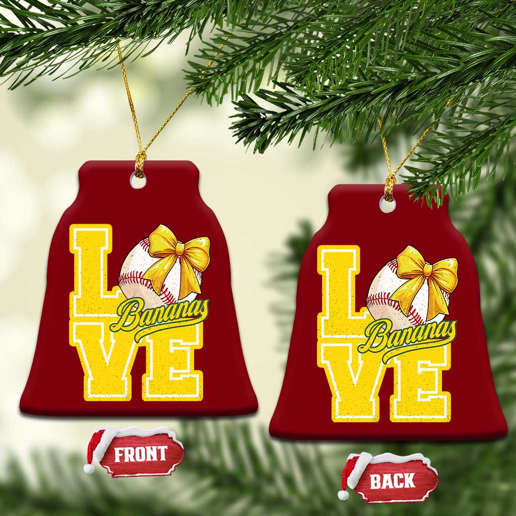 Vintage Banana Coquette Bow Ceramic Ornament LOVE Baseball Fan Sport Lover - Wonder Print Shop