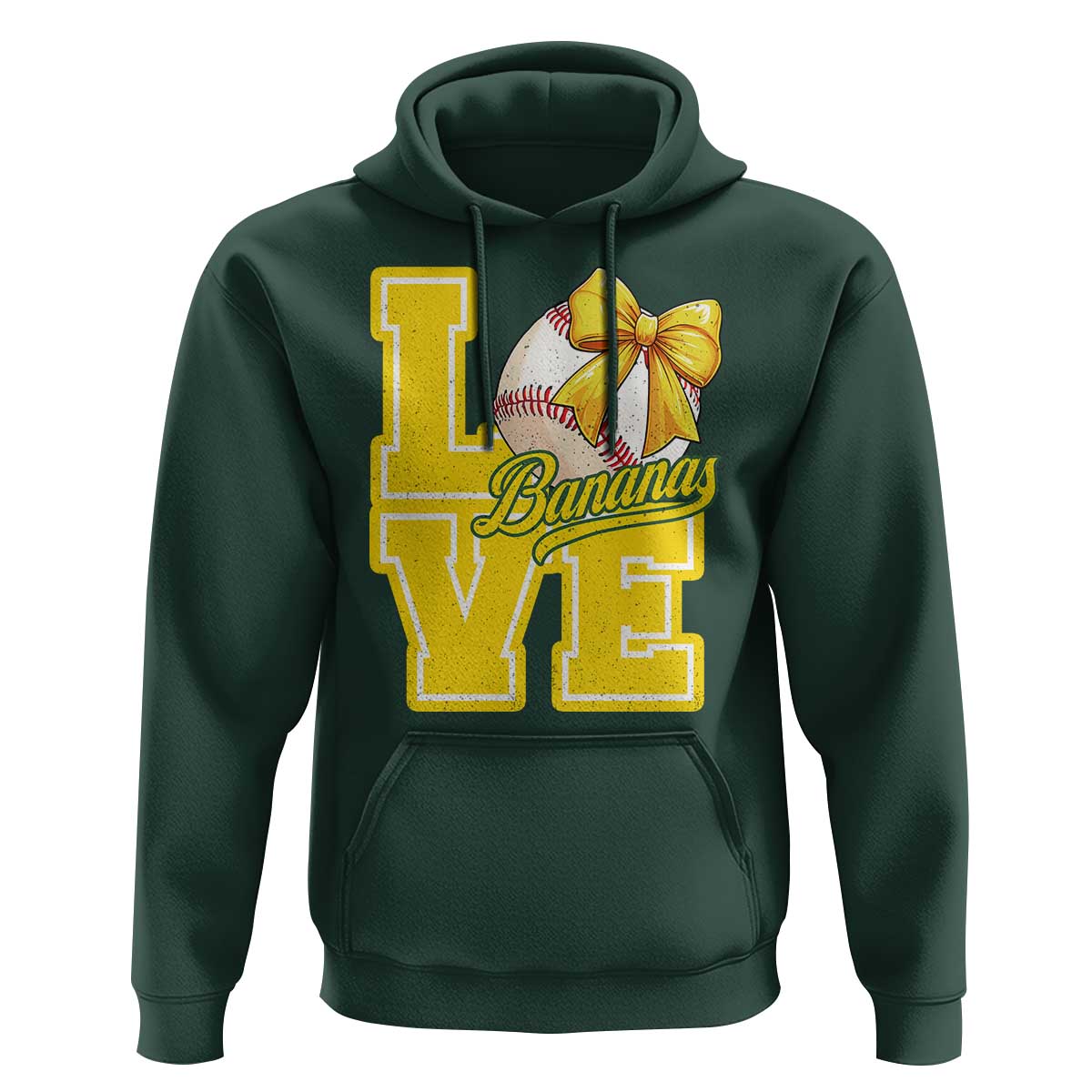 Vintage Banana Coquette Bow Hoodie LOVE Baseball Fan Sport Lover