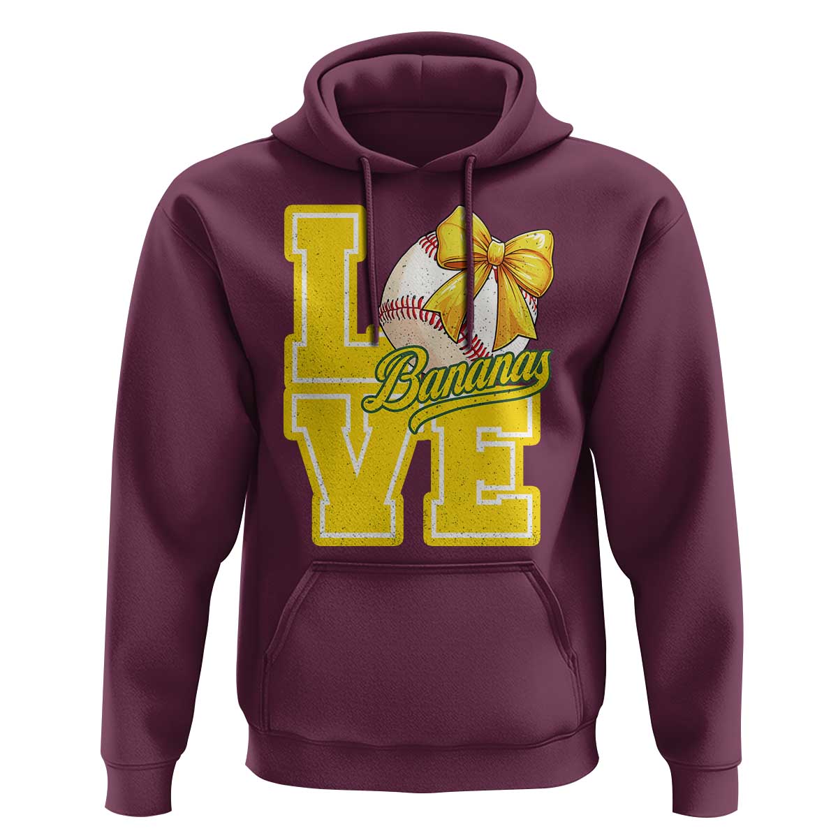 Vintage Banana Coquette Bow Hoodie LOVE Baseball Fan Sport Lover