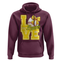 Vintage Banana Coquette Bow Hoodie LOVE Baseball Fan Sport Lover