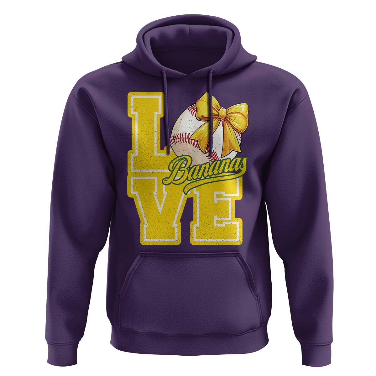 Vintage Banana Coquette Bow Hoodie LOVE Baseball Fan Sport Lover