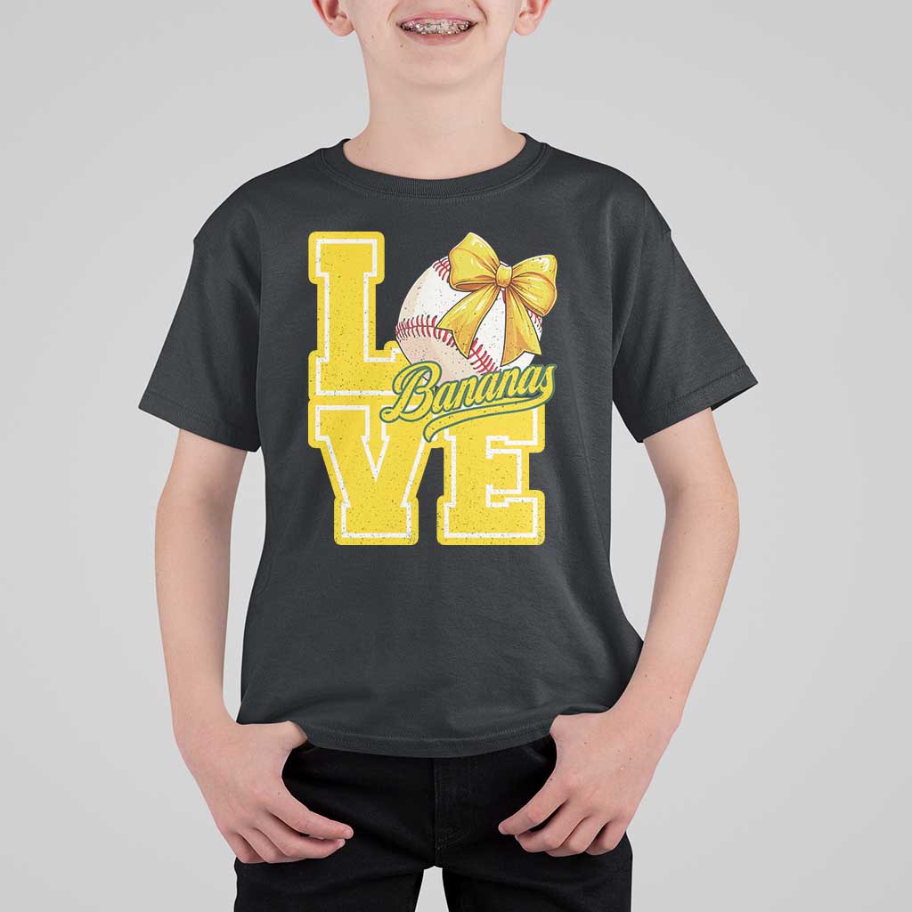 Vintage Banana Coquette Bow T Shirt For Kid LOVE Baseball Fan Sport Lover