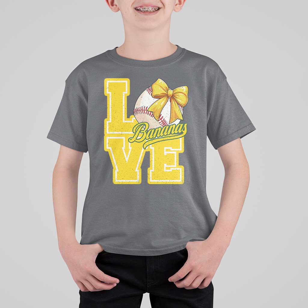 Vintage Banana Coquette Bow T Shirt For Kid LOVE Baseball Fan Sport Lover