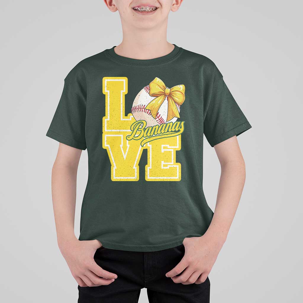 Vintage Banana Coquette Bow T Shirt For Kid LOVE Baseball Fan Sport Lover