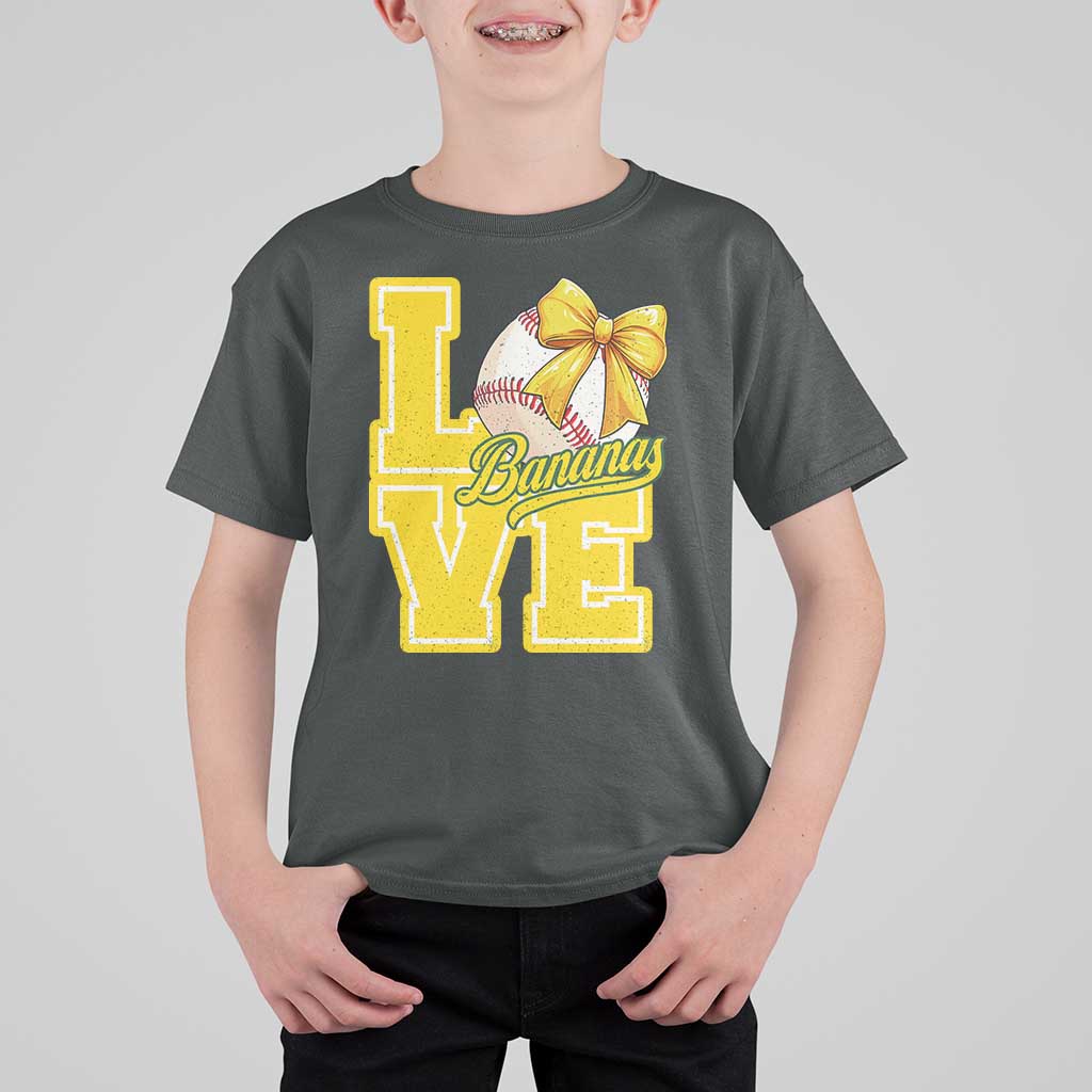 Vintage Banana Coquette Bow T Shirt For Kid LOVE Baseball Fan Sport Lover