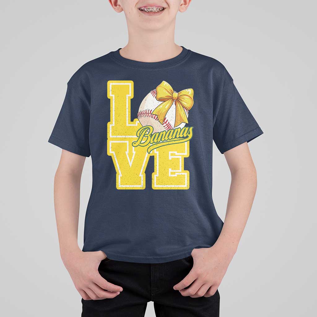 Vintage Banana Coquette Bow T Shirt For Kid LOVE Baseball Fan Sport Lover
