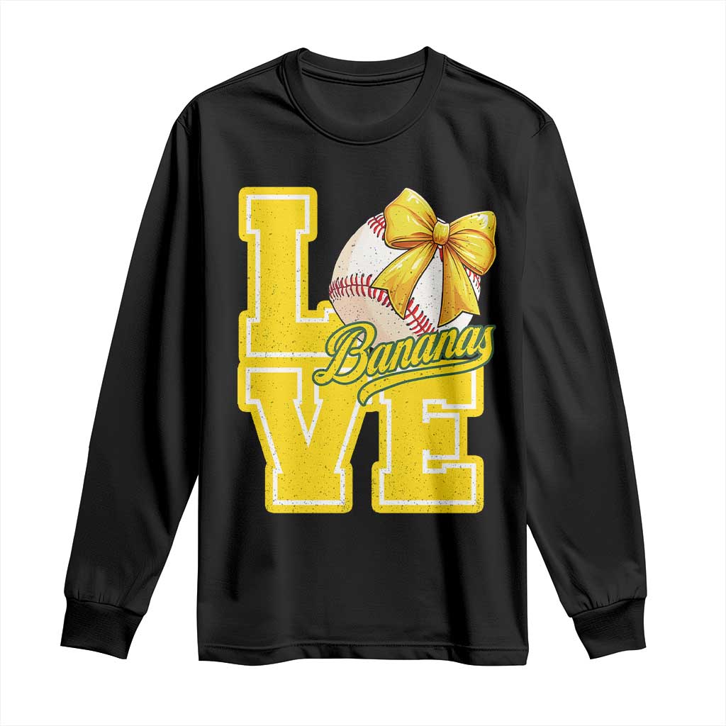 Vintage Banana Coquette Bow Long Sleeve Shirt LOVE Baseball Fan Sport Lover