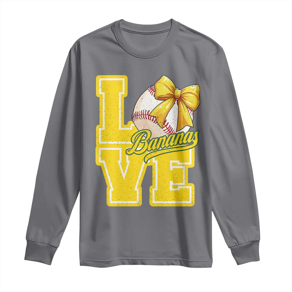 Vintage Banana Coquette Bow Long Sleeve Shirt LOVE Baseball Fan Sport Lover