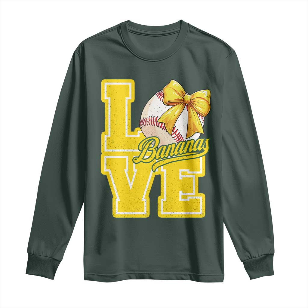 Vintage Banana Coquette Bow Long Sleeve Shirt LOVE Baseball Fan Sport Lover