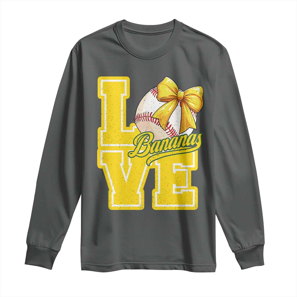 Vintage Banana Coquette Bow Long Sleeve Shirt LOVE Baseball Fan Sport Lover