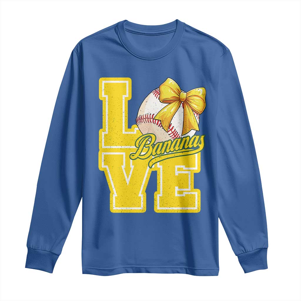 Vintage Banana Coquette Bow Long Sleeve Shirt LOVE Baseball Fan Sport Lover