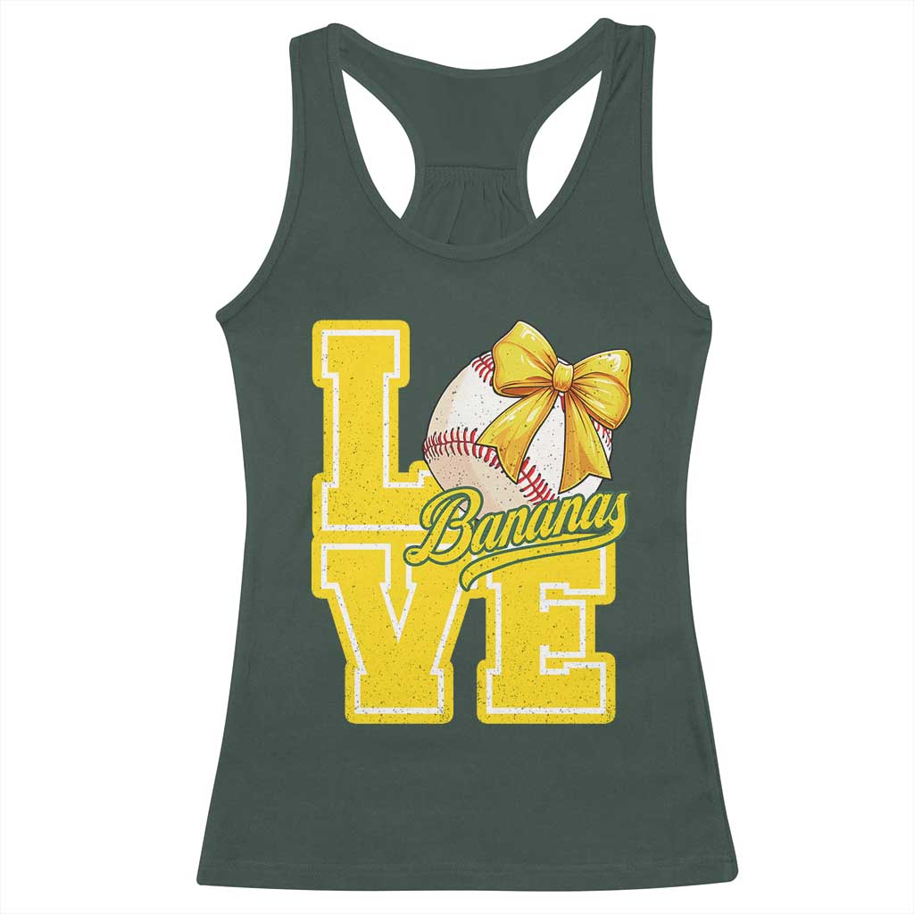 Vintage Banana Coquette Bow Racerback Tank Top LOVE Baseball Fan Sport Lover