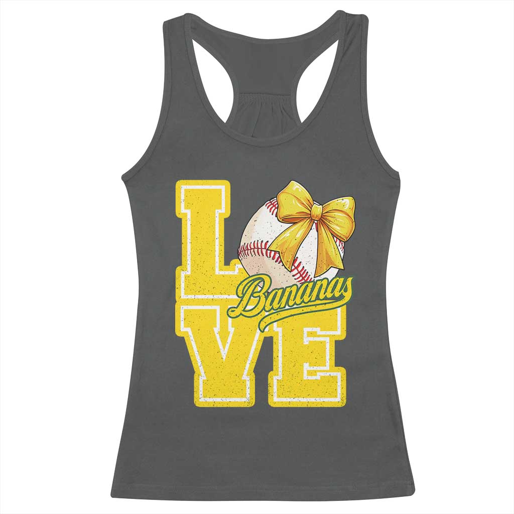 Vintage Banana Coquette Bow Racerback Tank Top LOVE Baseball Fan Sport Lover