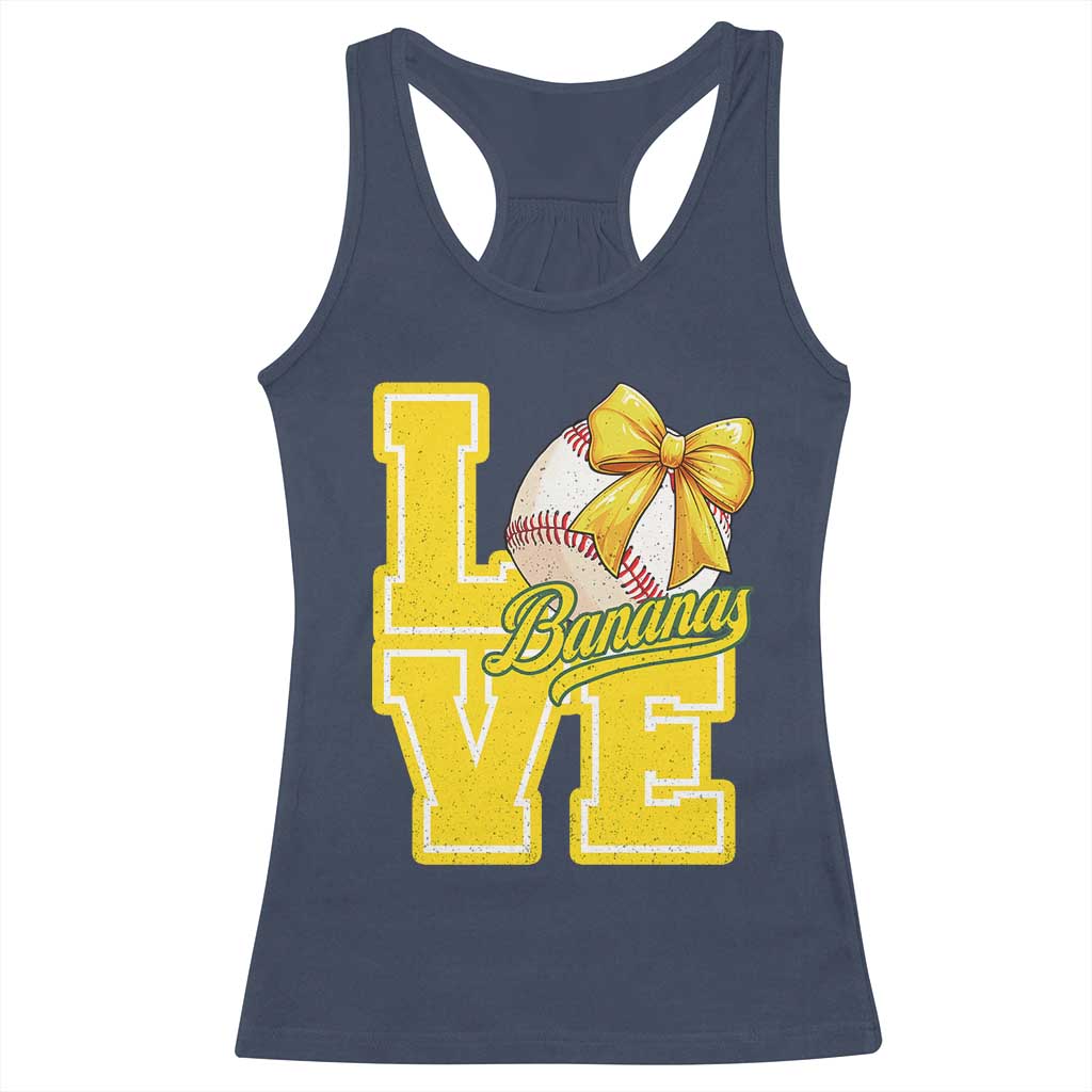 Vintage Banana Coquette Bow Racerback Tank Top LOVE Baseball Fan Sport Lover